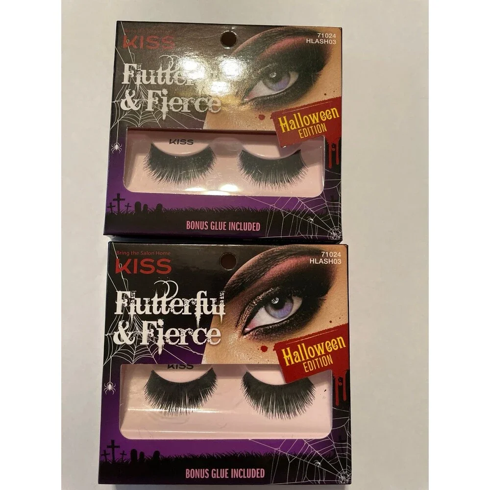 Kiss Flutterful & Fierce Lashes HLASH03 EyeLashes 71024 Bundle X2 New Halloween